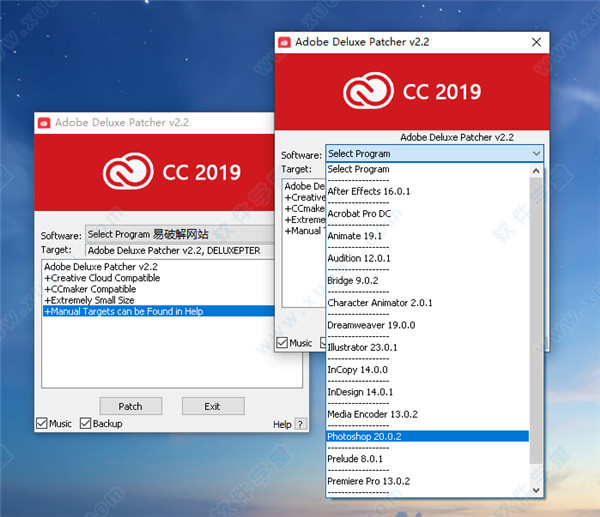 Adobe CC 2019通用破解授权补丁Deluxe Patcher
